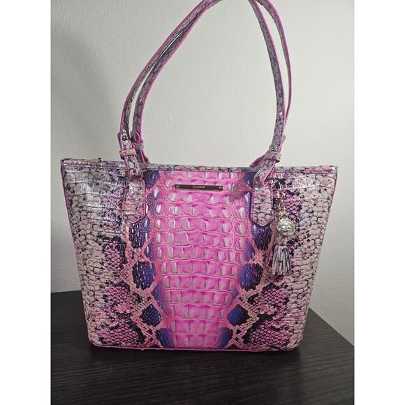 BRAHMIN Medium Asher Tote ~ Pink Cobra Ombre Melbourne NEW - Picture 3 of 7
